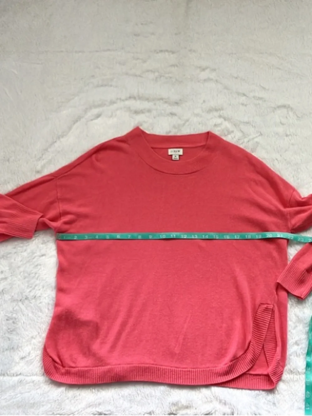 J. Crew Pink Linen Blend Curved Hem Crewneck Sweater, Size Medium